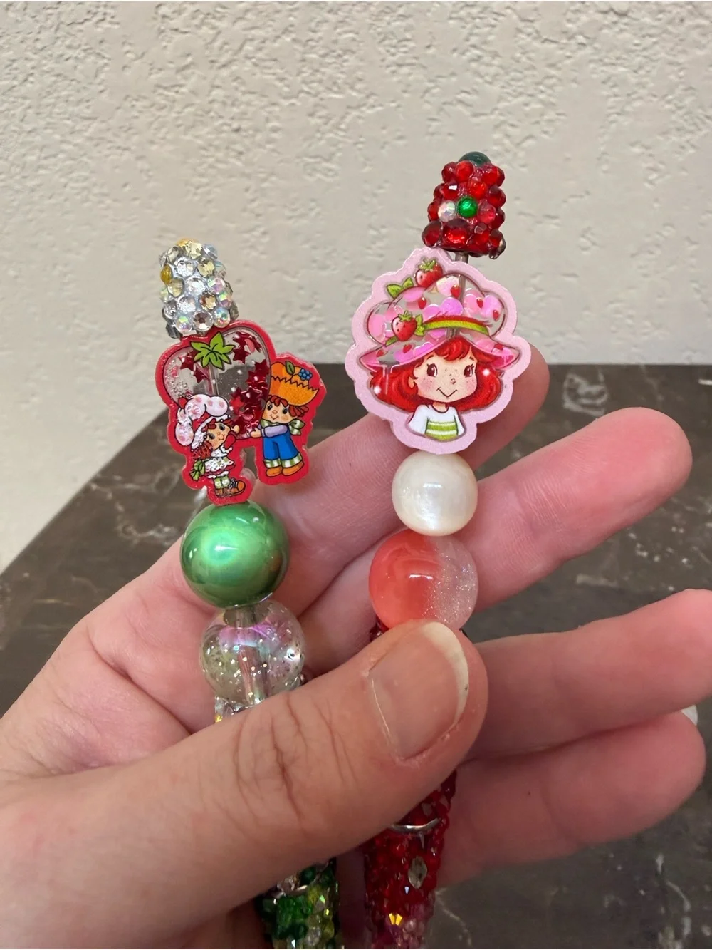 Strawberry Shortcake and Friends Colorful Rhinestone Beaded Pen Set Handmade